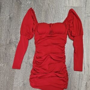 Elegant Red Ruched Dress